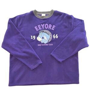 VTG 90s Kidcore streetwear Disney Store emo exclusive Eeyore fleece crewneck LG